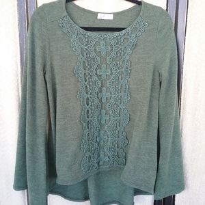 Miin crochet-front Hi-low sweater